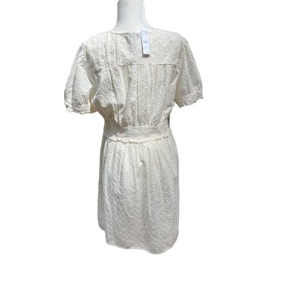 J. Crew Button front mini dress eyelet BI650 Ivory 12 - Picture 5 of 6